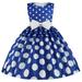 Girls Dresses Sleeveless A Line Short Dress Dot Blue 110