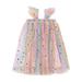 ZHAGHMIN Green Dress for Girls Toddler Girls Fly Sleeve Rainbow Tie Dye Tulle Princess Dress Dance Party Dresses Clothes Tight Dress for Kids Girl Girls Sleeveless Dress Preschool Dress Dresses For
