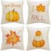 Fall Pillow Covers 18x18 Inch Set of 4 Harvest Pumpkins Leaves Autumn Holiday Rustic Linen Pillow Case Farmhouse Decorations Thanksgiving Fall Decor for Sofa Couch Indoor Outdoor