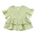 Princess Dresses for Girls Short Sleeve Mini Dress Solid Print Green 130