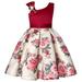 Girls Midi Dress Short Sleeve A Line Short Dress Floral Print Red 100