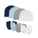 Tisoloow Baby Hats with Scratch Mittens Set Unisex Newborn Hospital Hats for Baby Boys Girls Cute Infant Beanie Caps Cotton Soft Baby Hat Navy&Light Blue&Light Grey&White One Size
