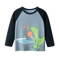 ZHAGHMIN 2T Boy Shirts Toddler Kids Baby Boys Girls Dinosaur Print Long Sleeve Color Splice Crewneck T Shirts Tops Tee Clothes for Children Boys Sweaters Size 14 16 Color Pack Cool Youth Long Sleeve