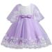 Girls And Toddlers Dresses Short Sleeve A Line Short Dress Butterfly Print Purple 140
