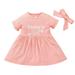 Toddler Baby Girl Dress Short Sleeve Casual Dress Floral Print Pink 3-6M/68