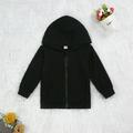 Kids Hooded Sweatshirts Zipper Long-Sleeve Kangaroo Pocket Solid Kids Boys Girls Outdoor Casual Coat Sportswear Black 4-5 Years