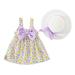 Girls Midi Dress Sleeveless Mini Dress Floral Print Purple 8