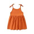 Penkiiy Toddler Kid Baby Girls Summer Sling Dress Cute Solid Color Casual Dress Easter Dresses for Toddler Girls 2-3 Years Orange 2023 Summer Deal