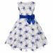 Dresses for Girls Short Sleeve Mini Dress Casual Print Blue 140