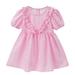 ZHAGHMIN Easter Dress Toddler Girls Short Sleeve Ruffles Solid Princess Casual Dress Casual Kids Clothes 6 Girl Dress Easter Dress Size 6 Clothes for 4 Year Old Girl Plaid Dress for Big Girl