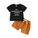 Diconna Baby Boy Summer Clothes 2Pcs Tops and Shorts Set Letter Print T-Shirt Tops Drawstring Shorts Outfits Black 3-4 Years