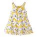 Girls Dresses Sleeveless A Line Short Dress Floral Print Yellow 110