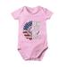 ZHAGHMIN Clothes Girls 0-3 Months Boys And Girls Independence Day Cartoon Print Floral Just Here To Bangs Short Sleeved Crawl Clothes 1 To 10 Years Old Children 18 Month Girl Clothes 4 Month