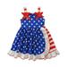 Girls Midi Dress Sleeveless Mini Dress Independence Day Printed Blue 100