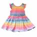 Girls Midi Dress Short Sleeve Party Tutu Dresses Casual Print Light Blue 110