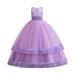 Girls Midi Dress Short Sleeve Casual Dress Casual Print Purple 120