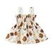 Girls Midi Dress Sleeveless Midi Dresses Floral Print Brown 120