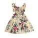 Girls Midi Dress Sleeveless Party Tutu Dresses Floral Print White 7Y