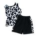 Toddler Outfit Sets Summer Cow Pattern Children S Vest Summer New Milk Cow Wide Sling Children S Cartoon Kids Clothes Suit