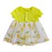 Toddler Girls Dress Short Sleeve Mini Dress Casual Print Yellow 86