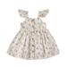 Girls Midi Dress Short Sleeve Casual Dress Floral Print White 90