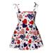 Flower Girl Dress Sleeveless Mini Dress Independence Day Printed Red 120