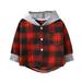 ZHAGHMIN 3T Boy Shorts Toddler Boys Long Sleeve Winter Hooded Shirt Tops Coat Outwear for Babys Clothes Plaid Warm Active Shirt Cool Boy Polyester Shirt Boys Place Us 6 Basketball Youth T Shirt Boy
