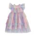 ZHAGHMIN Teen Dresses Toddler Girls Fly Sleeve Rainbow Star Sequins Prints Tulle Princess Dress Dance Party Dresses Clothes Daisy Dress for Girls Clothes for Girls Dress Dress Baby Girls Party Dress