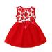 Summer Dress Girls Sleeveless Mini Dress Floral Print Red 100