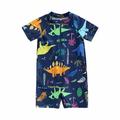 Toddler Boy Swimsuit Blue Little Dinosaur Swimsuit Boy Dinosaur Front Zipper Swimsuit Swimsuit Light Blue Zipper Comfortable High Spring Swimsuit For 1-2 Years