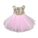 gvdentm Girls Sleeveless Party Dress Fit and Flare Silhouette Round Neckline & Back Zip Closure Flower Girl Dress Pink 18-24 Months