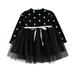 Girls Dresses Long Sleeve Midi Dresses Casual Print Black 12