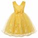 Girl s Summer Dresses Short Sleeve Mini Dress Casual Print Yellow 120