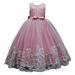 ZHAGHMIN Girls Ruffle Wedding Dresses Flower Girl Lace Dress for Kids Wedding Bridesmaid Pageant Party Formal Long Maxi Gown Big First Birthday Dance Prom Sequin Bowknot Puffy Tulle Dresses 3X Denim