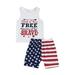 ZHAGHMIN Baby Pants 6-9 Months Toddler Baby Girl Shorts Set 4Th Of July Clothes Independence Day Star Stripe Vest Tops Denim Pants Summer Outfit 6 Piece Set Baby Clothes 3 Months 4T Boys Outfits Out