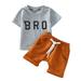 Set 024 Months Sleeve Letter Outfits T-shirt Short Tops Shorts Clothes Summer Solid Boys Elastic Casual Boys Outfits&Set Pant Suits for Kids