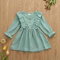 Spring Girls Dress Toddler Baby Kid Girls Solid Ruffles Dress Casual Clothes Vestido Infantil Princess Girls clothes 4-5 Years