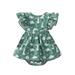 Lamuusaa Baby Girl s Romper Rabbit Floral Print Flying Sleeve Round Neck Snap Crotch Dress Style Infant Girl Bodysuit