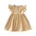 Summer Dresses for Girls Short Sleeve A Line Short Dress Casual Print Yellow 120