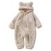 Baby Girls Boys Cute Solid Long Sleeves Cartoon Bear Ears Footed Hooded Zipper Romper Warm Footie Jumpsuit Sleeper Pajamas Outfits Baby Boy Dog Baby Boy Short Romper