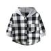 ZHAGHMIN Boy Toddler Clothes Toddler Boys Long Sleeve Winter Hooded Shirt Tops Coat Outwear for Babys Clothes Plaid Warm Active Shirt Cool Boy Polyester Shirt Boys Place Us 6 Basketball Youth T Shir