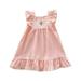 Girls And Toddlers Dresses Short Sleeve Mini Dress Casual Print Pink 90
