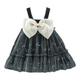 Girls Midi Dress Sleeveless Casual Dresses Butterfly Print Black 12