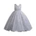 3-13Y Kids Girls Princess Lace Dress Sleeveless Wedding Toddler Princess Pageant Lace Dresses