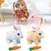 Easter Plush Stuffed Interactive Bunny Toy Walking Rabbit Educational Toys Interactive Toys rabbit Can Walk and Talk rabbit toys for Kids Hopping Wiggle Ears Twitch Nose (White+Brown With Carrot)