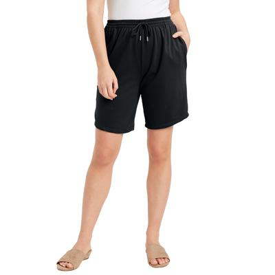 Plus Size Women's French Terry Shorts by June+Vie in Black (Size 22/24)