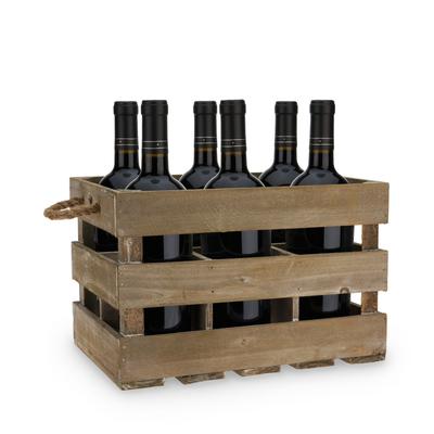 Wooden 6-Bottle Crate by Twine in Wood