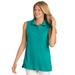 Plus Size Women's Sleeveless Polo Tunic by Woman Within in Waterfall (Size L)