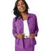 Plus Size Women's Classic Cotton Denim Jacket by Jessica London in Bright Violet (Size 18) 100% Cotton Jean Jacket