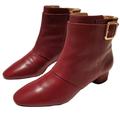 Nine West Shoes | Nine West Burgundy Leather Ankle Boots With Gold Buckle Sz 9m | Color: Red | Size: 9